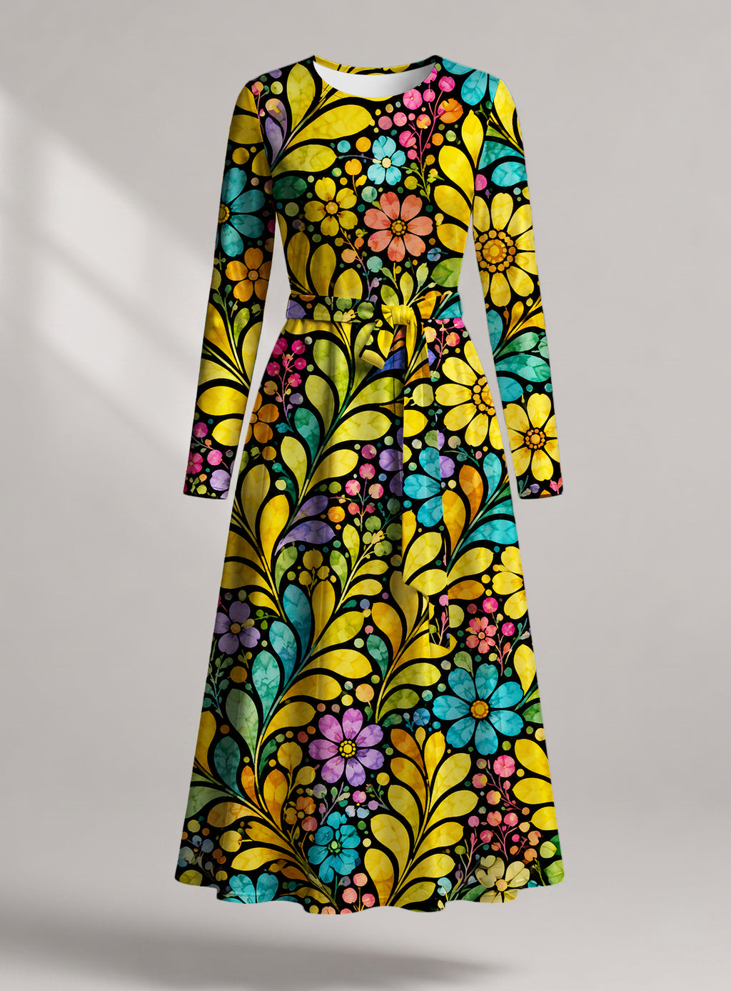 "Njano" Viscose Midi Dress — front view