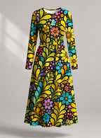 "Njano" Viscose Midi Dress — front view