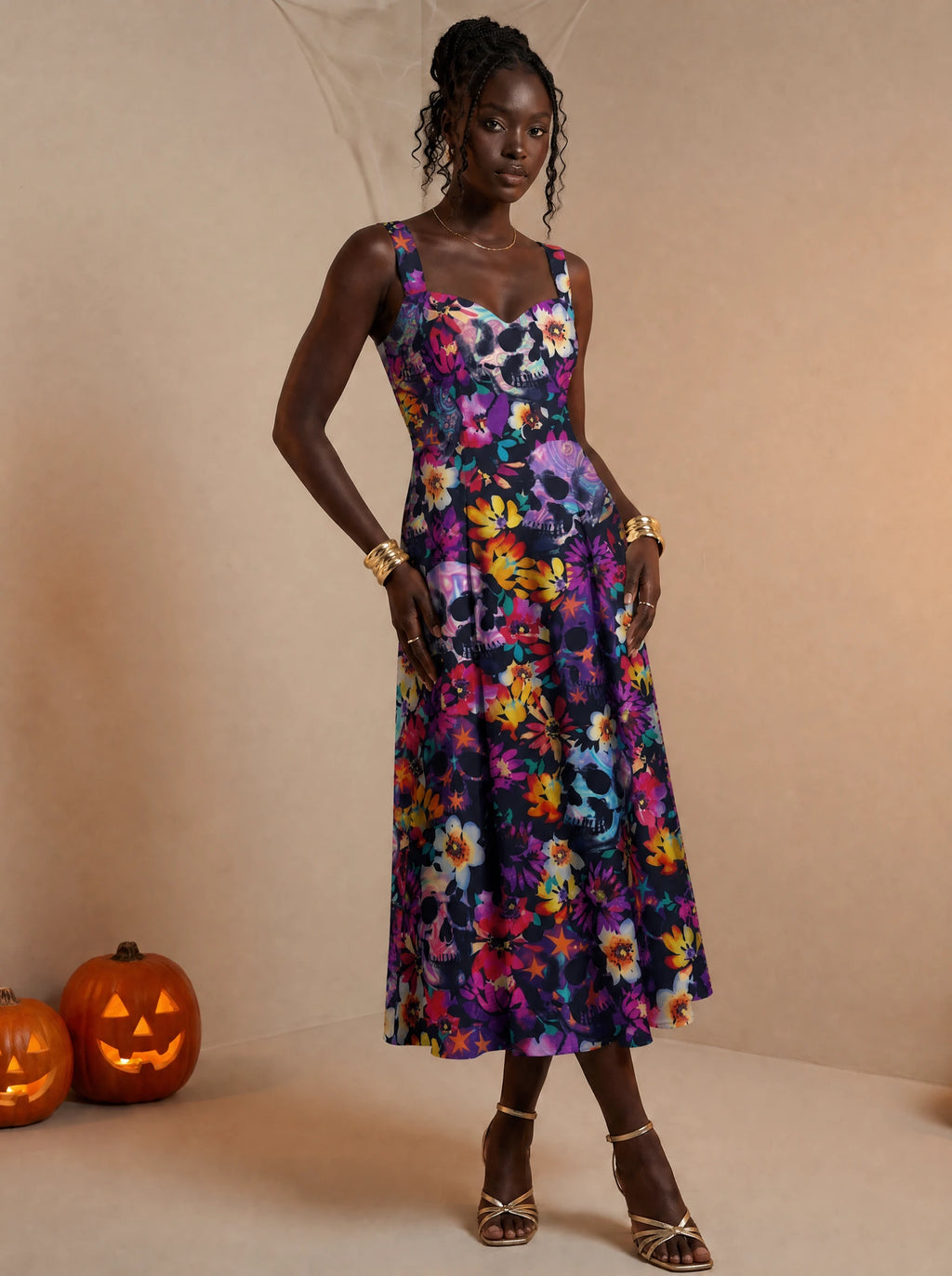 "Njozi" Corset Dress — three-quarter view on model