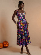 "Njozi" Corset Dress — three-quarter view on model