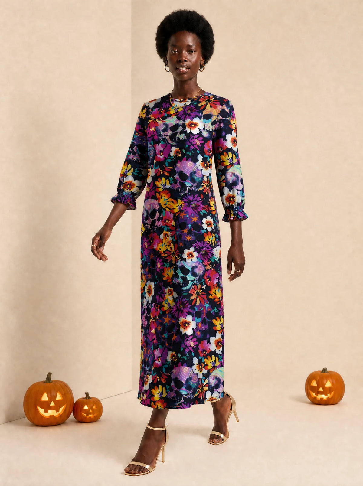 "Njozi" Long Sleeve Maxi Dress — front