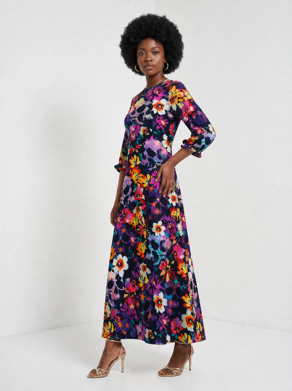 "Njozi" Long Sleeve Maxi Dress — full body