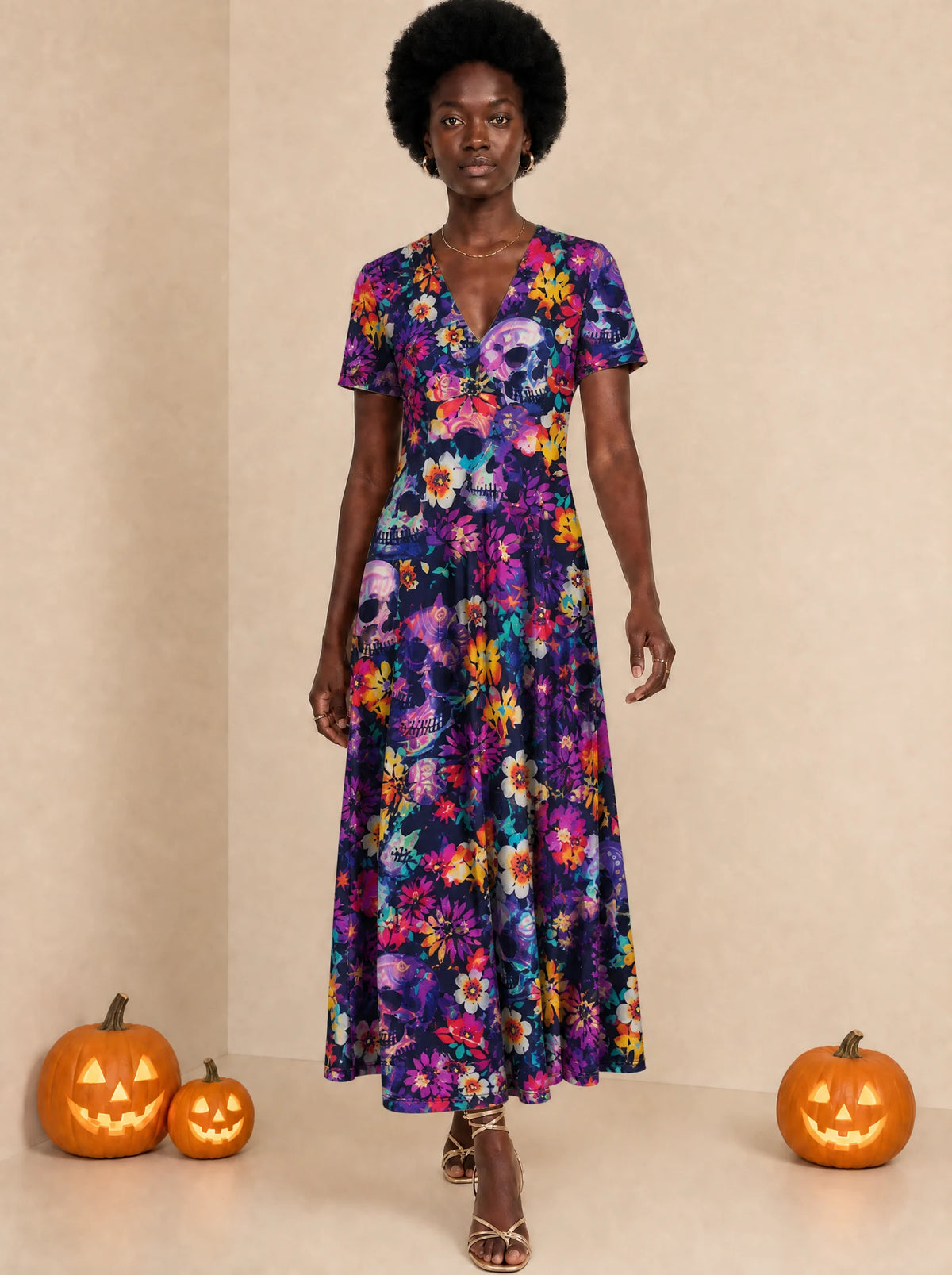 "Njozi" Short Sleeve Maxi Dress — front