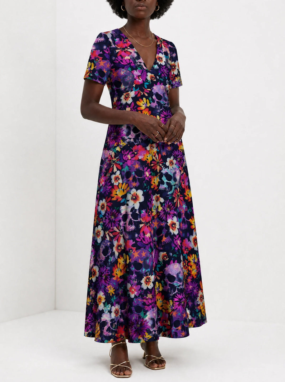 "Njozi" Short Sleeve Maxi Dress — on model