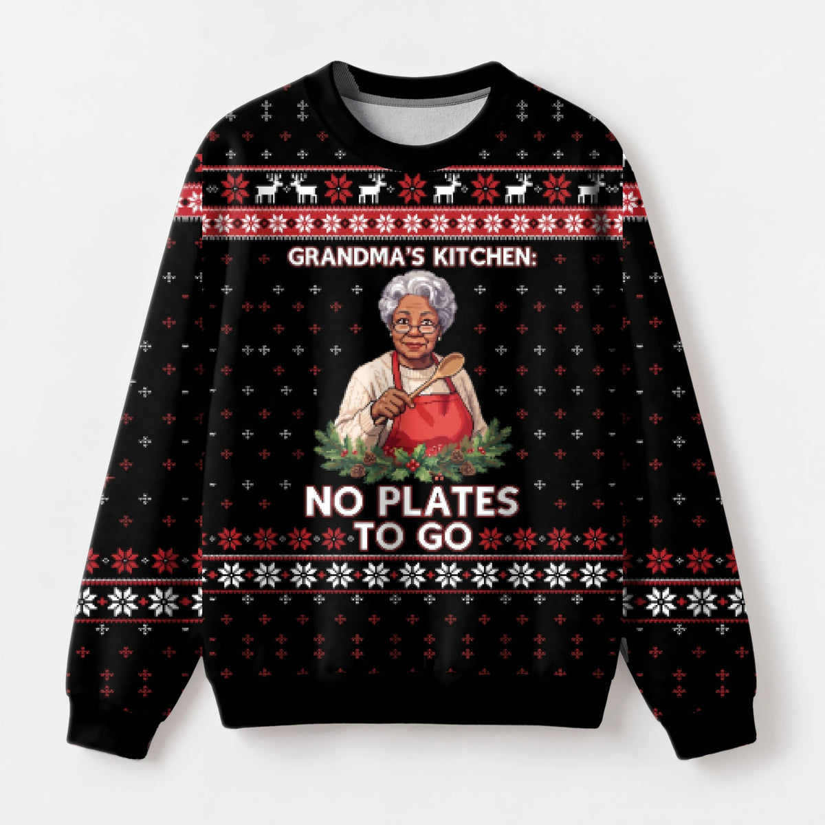 "No Plates" Christmas Sweatshirt — front view