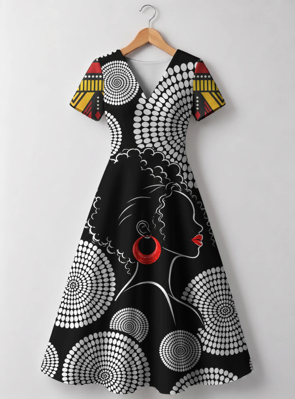 "Nukta" V Neck Midi Dress