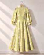 "Oshun Dhahabu" Long Puff Sleeve Dress