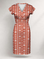 "Oshun Kijani" Cap Sleeve Midi Dress
