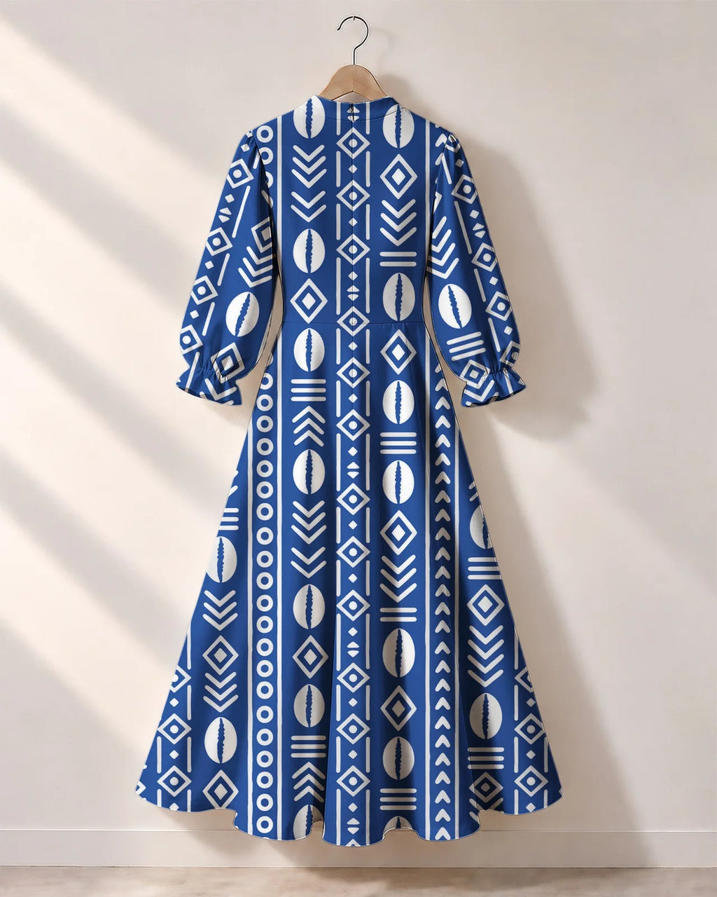 "Oshun" Royal Blue Long Puff Sleeve Dress