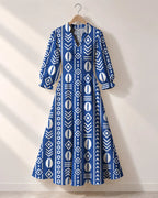 "Oshun" Royal Blue Long Puff Sleeve Dress
