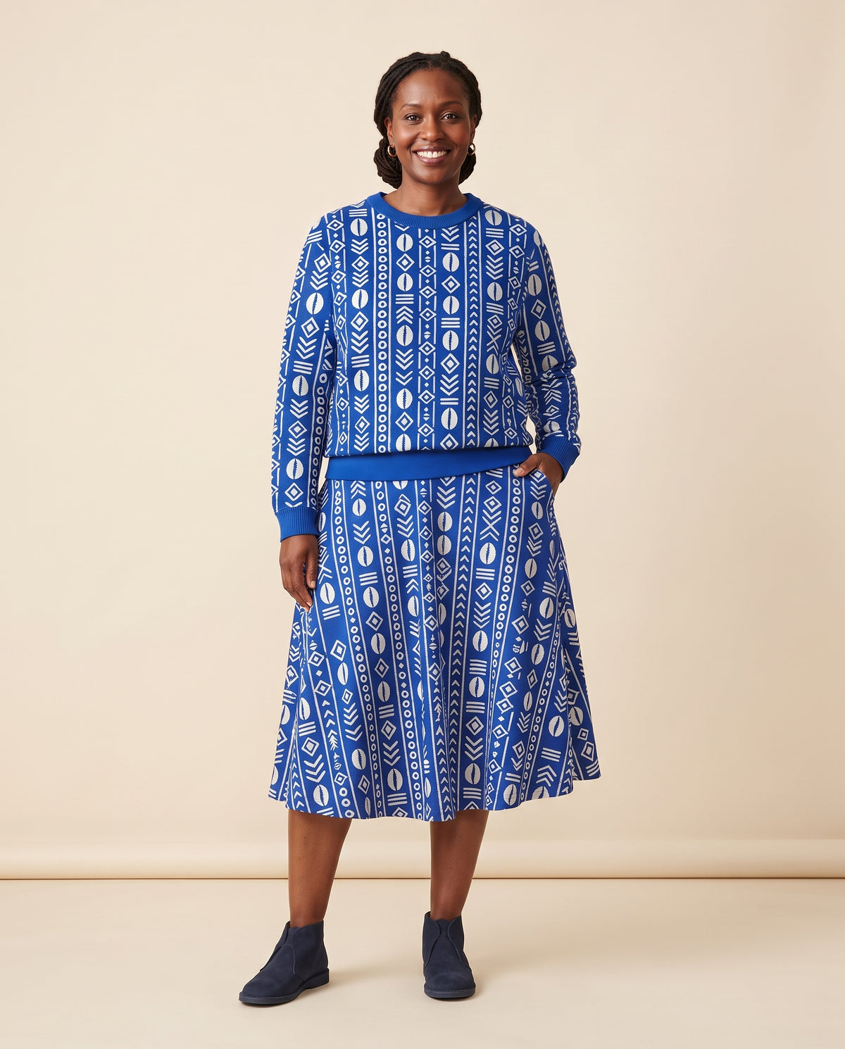 The Oshun Royal Blue Set — untucked front