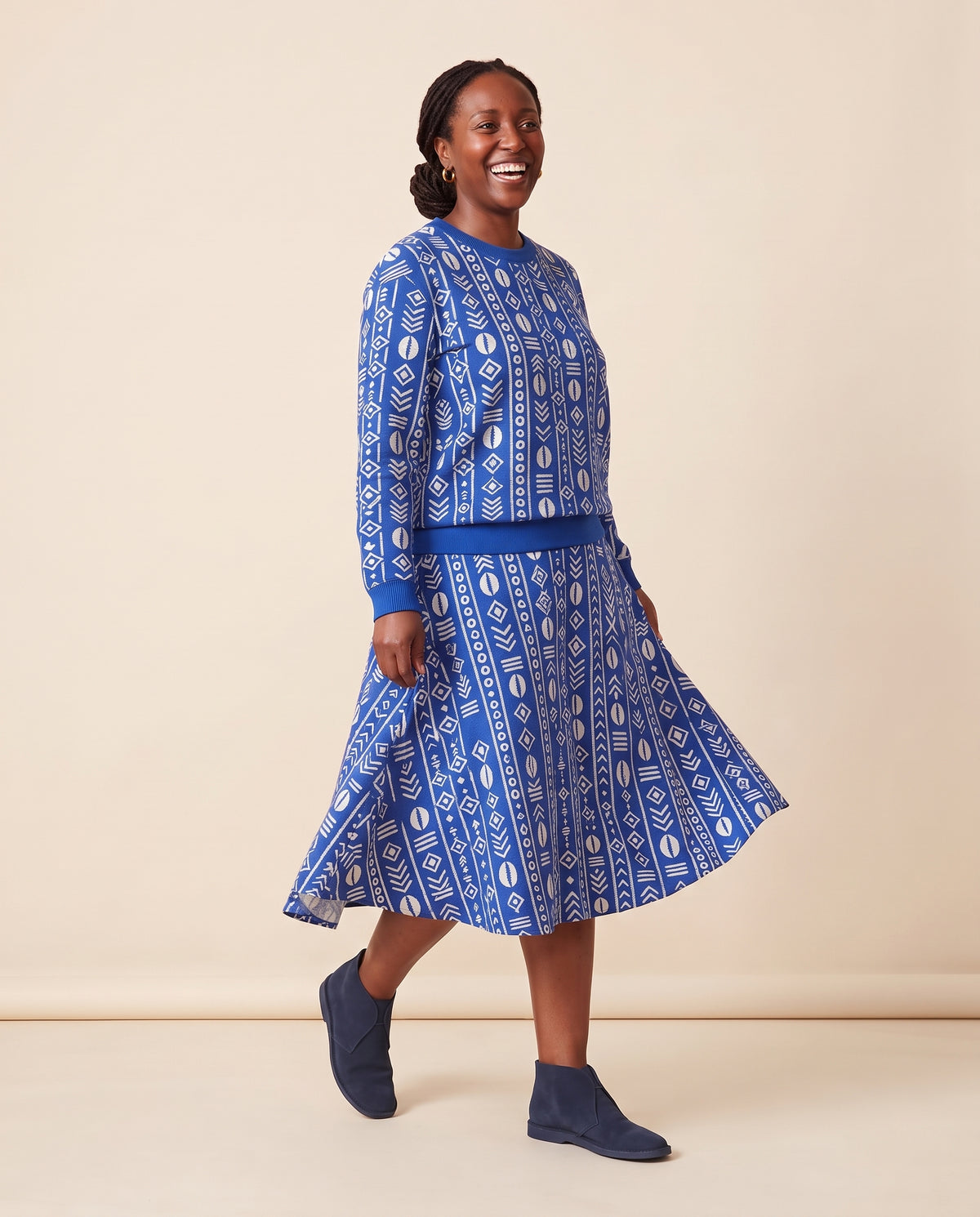 The Oshun Royal Blue Set — untucked three quarter