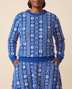 The Oshun Royal Blue Set — untucked closeup