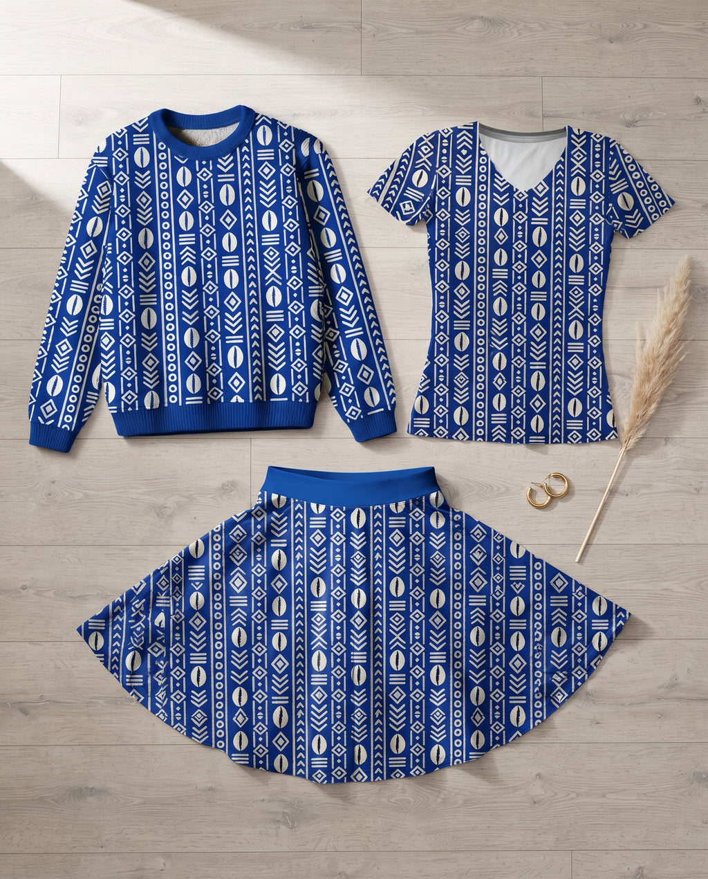 The Oshun Royal Blue Set — flatlay