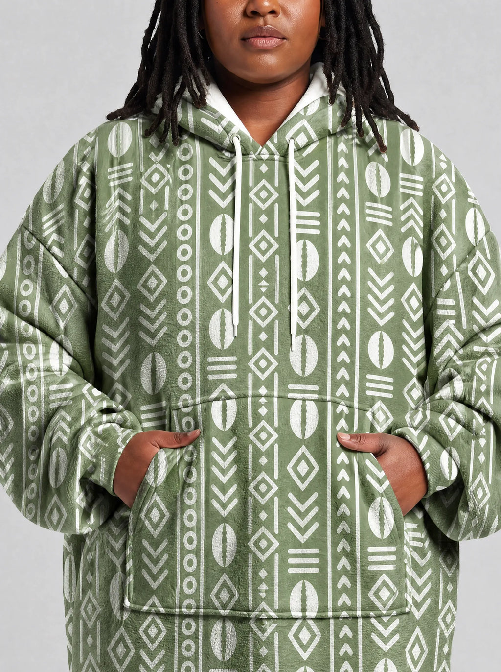 "Oshun Verde" Blanket Hoodie — full body