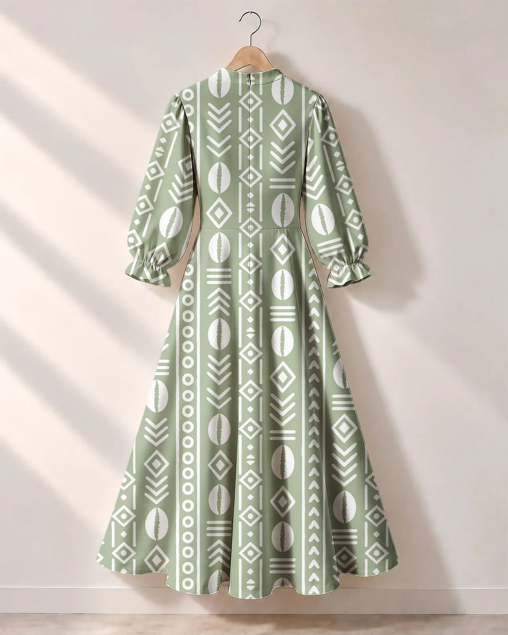 "Oshun Verde" Long Puff Sleeve Dress