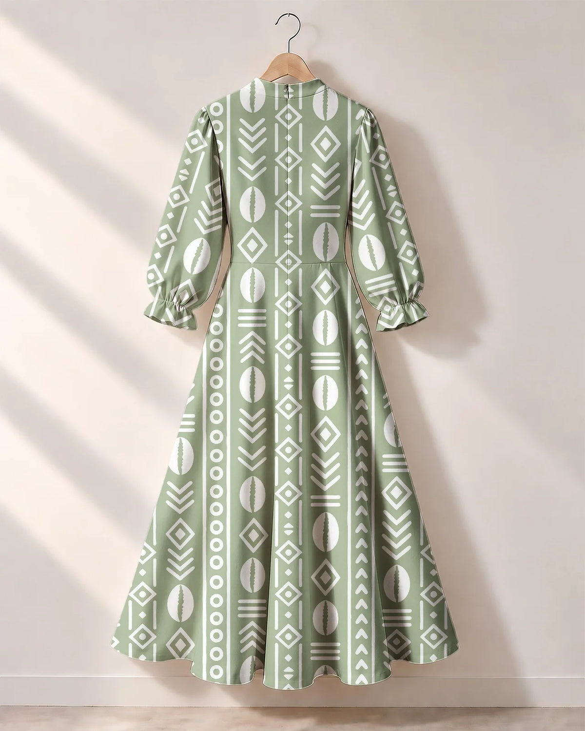 "Oshun Verde" Long Puff Sleeve Dress