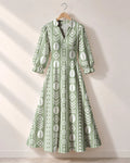 "Oshun Verde" Long Puff Sleeve Dress Promo