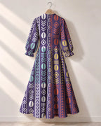 "Oshun Zamani" Long Puff Sleeve Dress