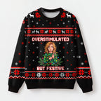 "Overstimulated" Christmas Sweatshirt — front view
