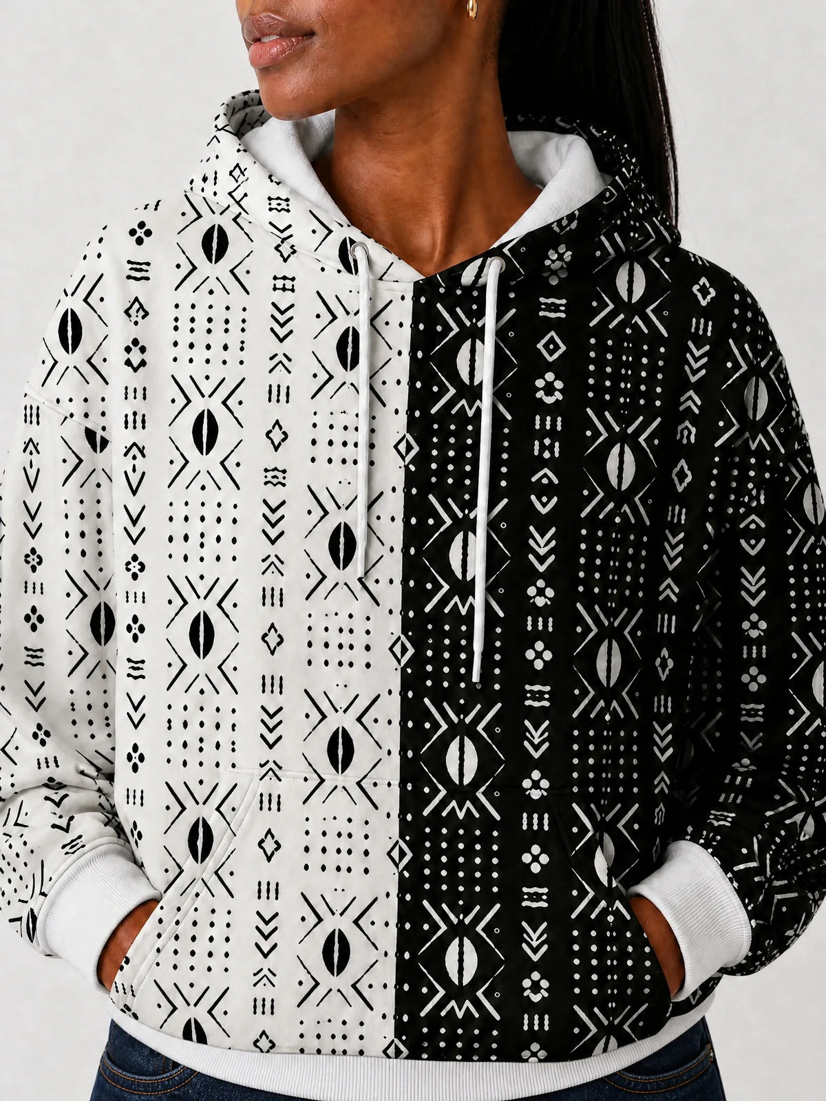 "Pacha" Hoodie — close-up on model