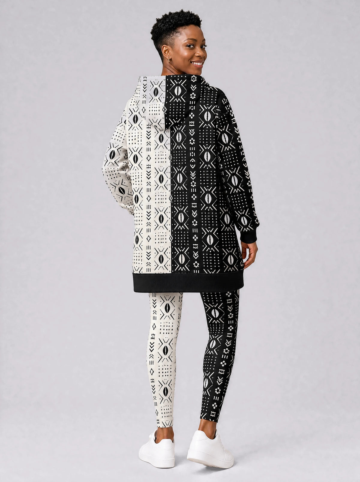 "Pacha" Leggings — back view on model, styled with the matching hoodie dress