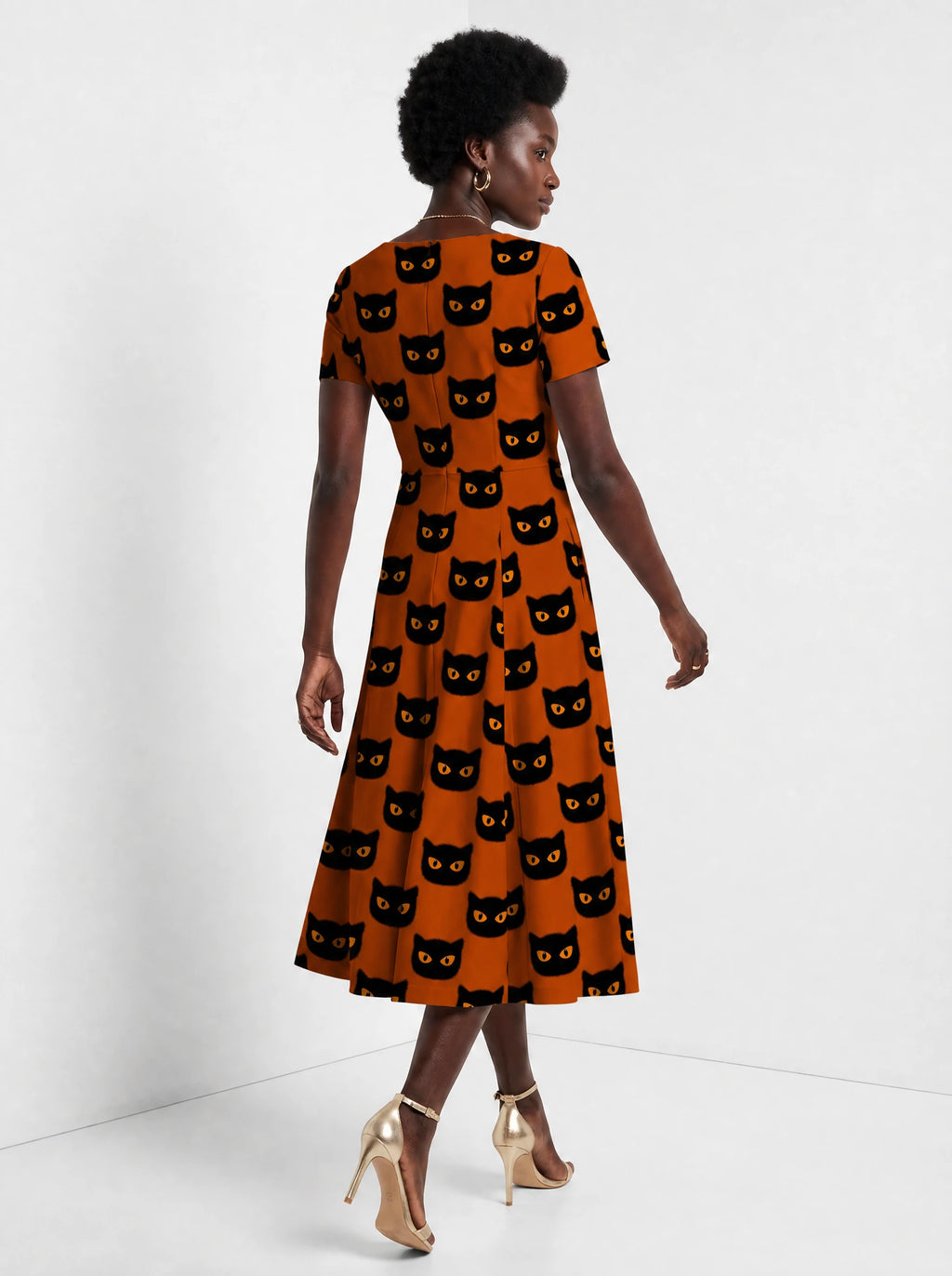 "Paka" Halloween Sweetheart Midi Dress — back view on model