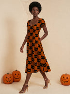 "Paka" Halloween Sweetheart Midi Dress — three-quarter view on model