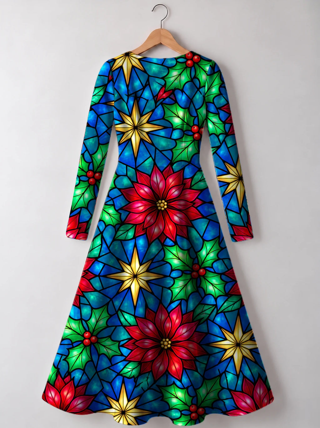 "Pendo" Long Sleeve Sweetheart Midi Dress — back view