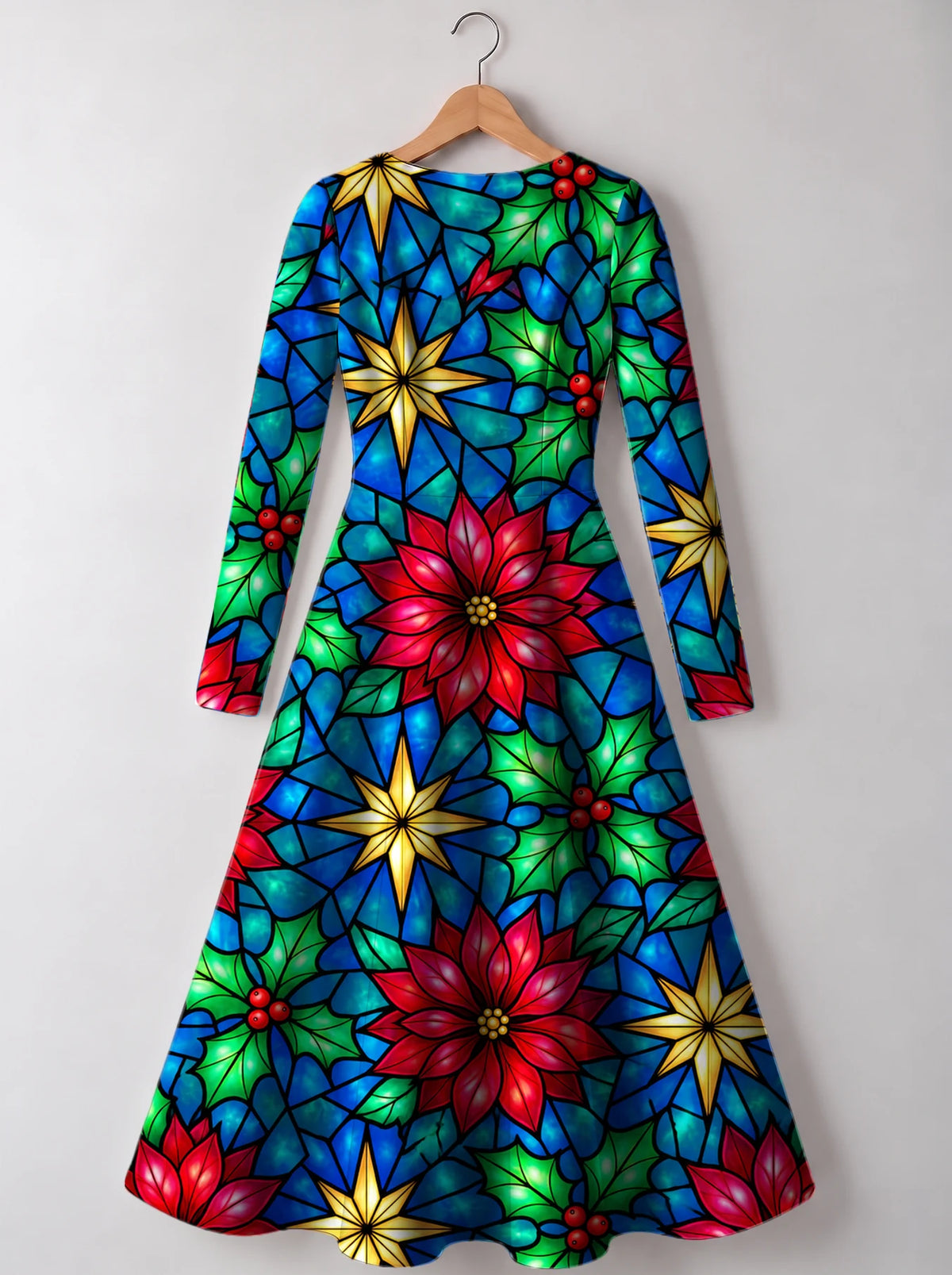 "Pendo" Long Sleeve Sweetheart Midi Dress — back view