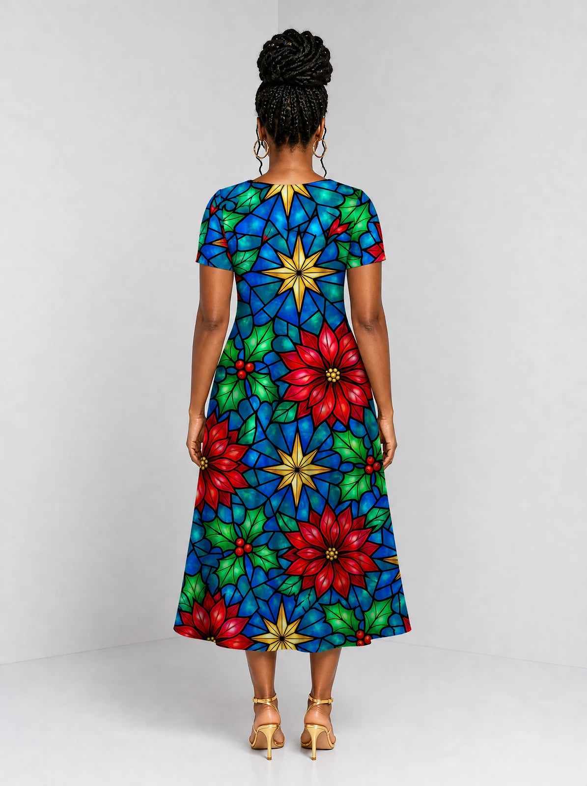 "Pendo" Sweetheart Midi Dress — back view on model