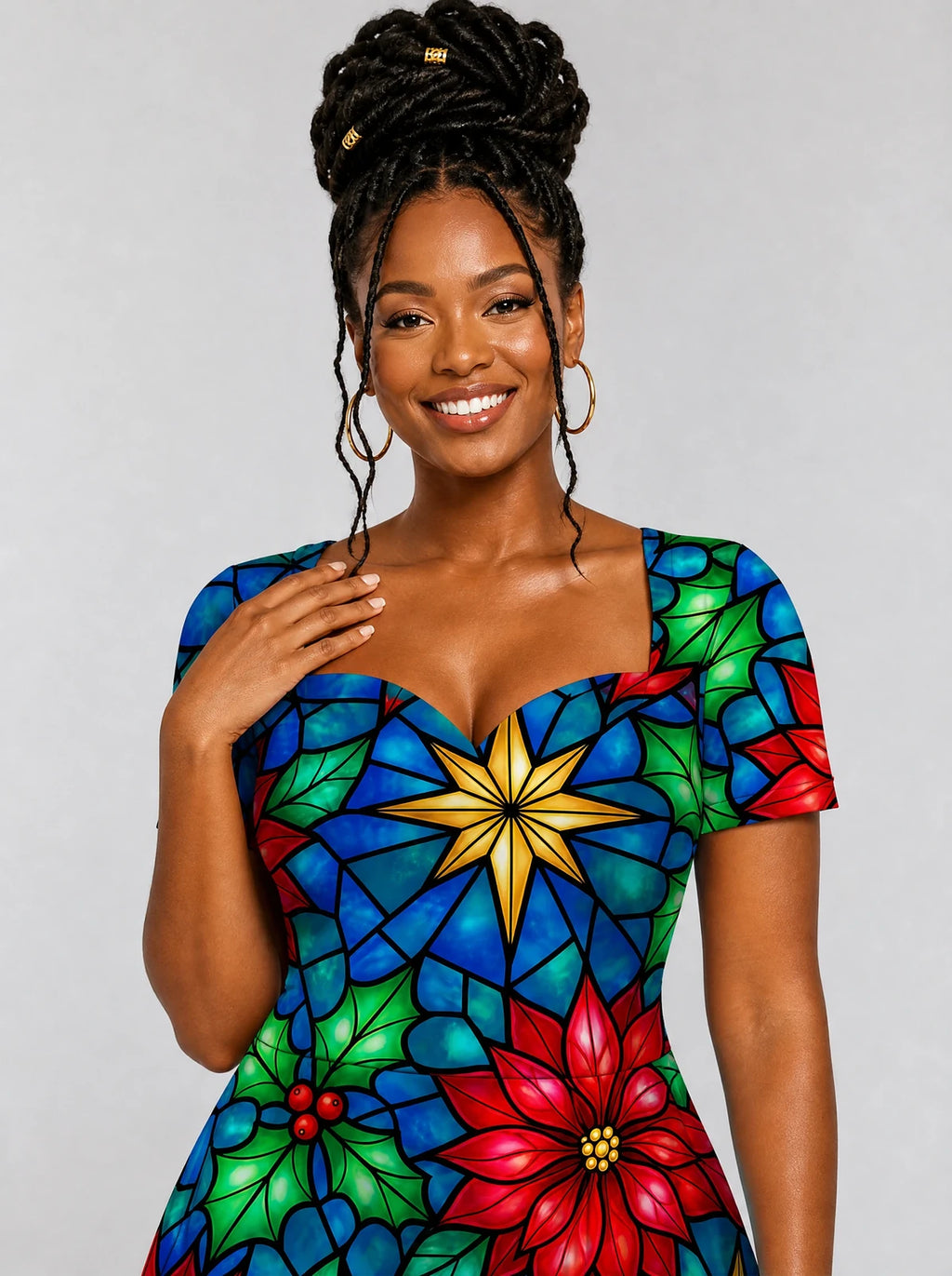 "Pendo" Sweetheart Midi Dress — styled on model