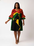 "Kwanza" Stacked Ruffle Sleeve Dress