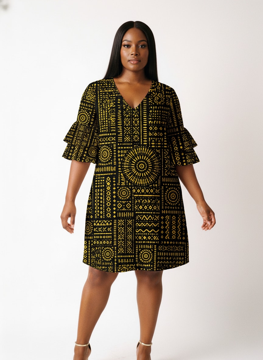 "Lamu" Stacked Ruffle Sleeve Dress