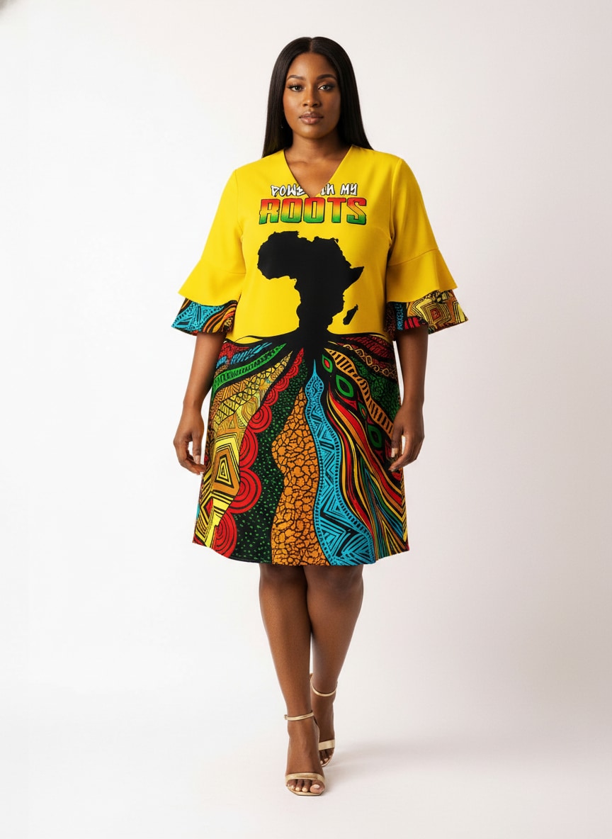 "Mzizi" Stacked Ruffle Sleeve Dress