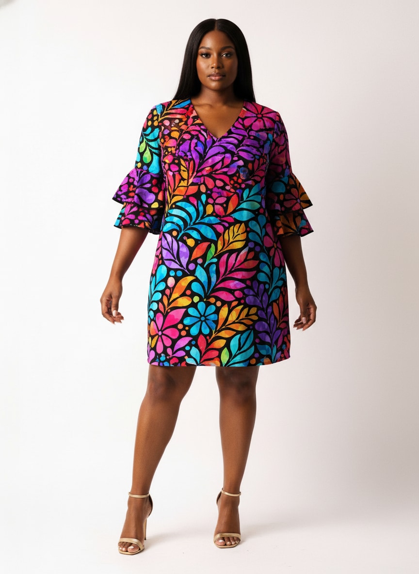 "Rangi" Stacked Ruffle Sleeve Dress