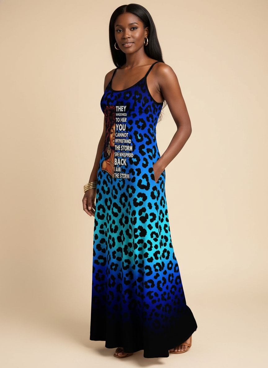 "Unstoppable" Sapphire Leopard Maxi Dress