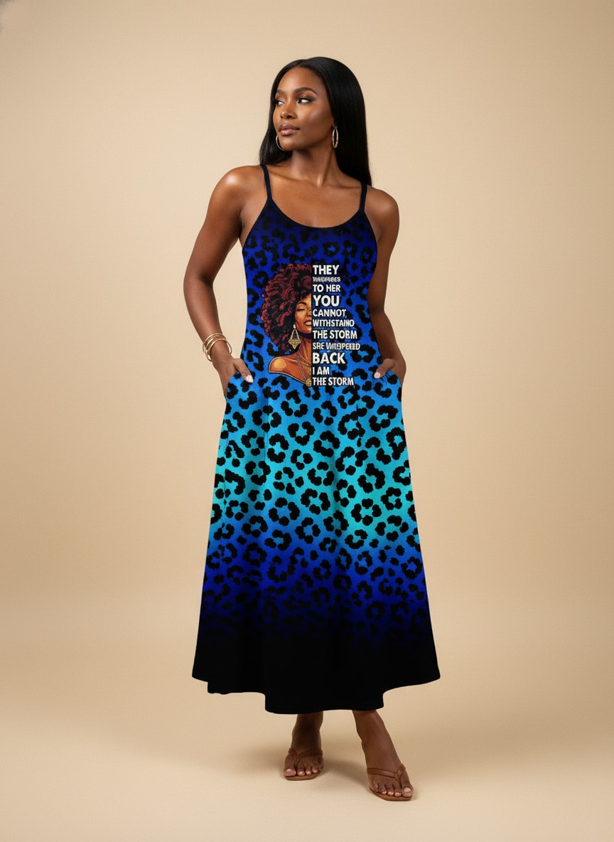 "Unstoppable" Sapphire Leopard Maxi Dress