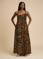 "Afrocentric Pattern Maxi Dress"
