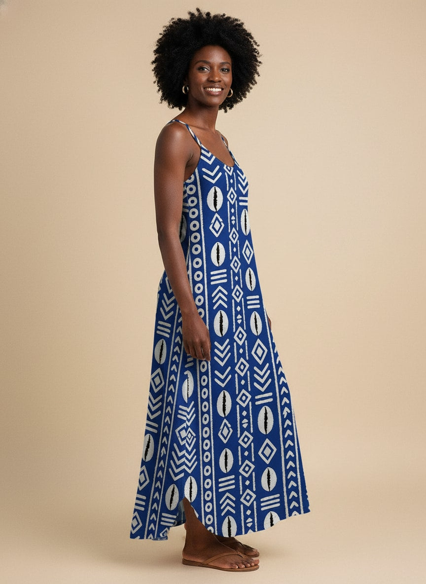 "Oshun" Royal Blue Maxi Dress