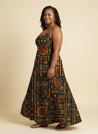 "Afrocentric Pattern Maxi Dress"