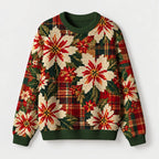 "Plaid Poinsettia" Christmas Sweatshirt — front view