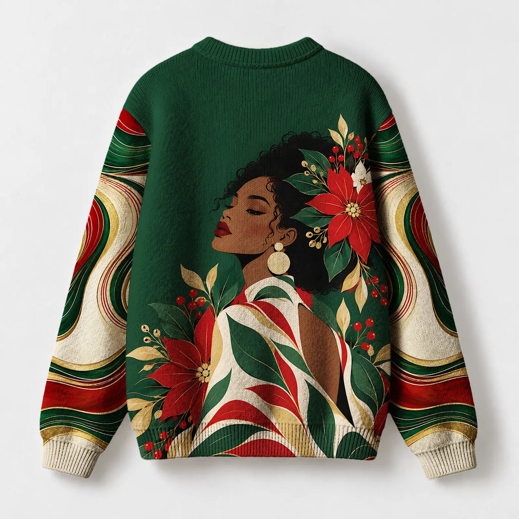 "Poinsettia" Christmas Sweatshirt — back view