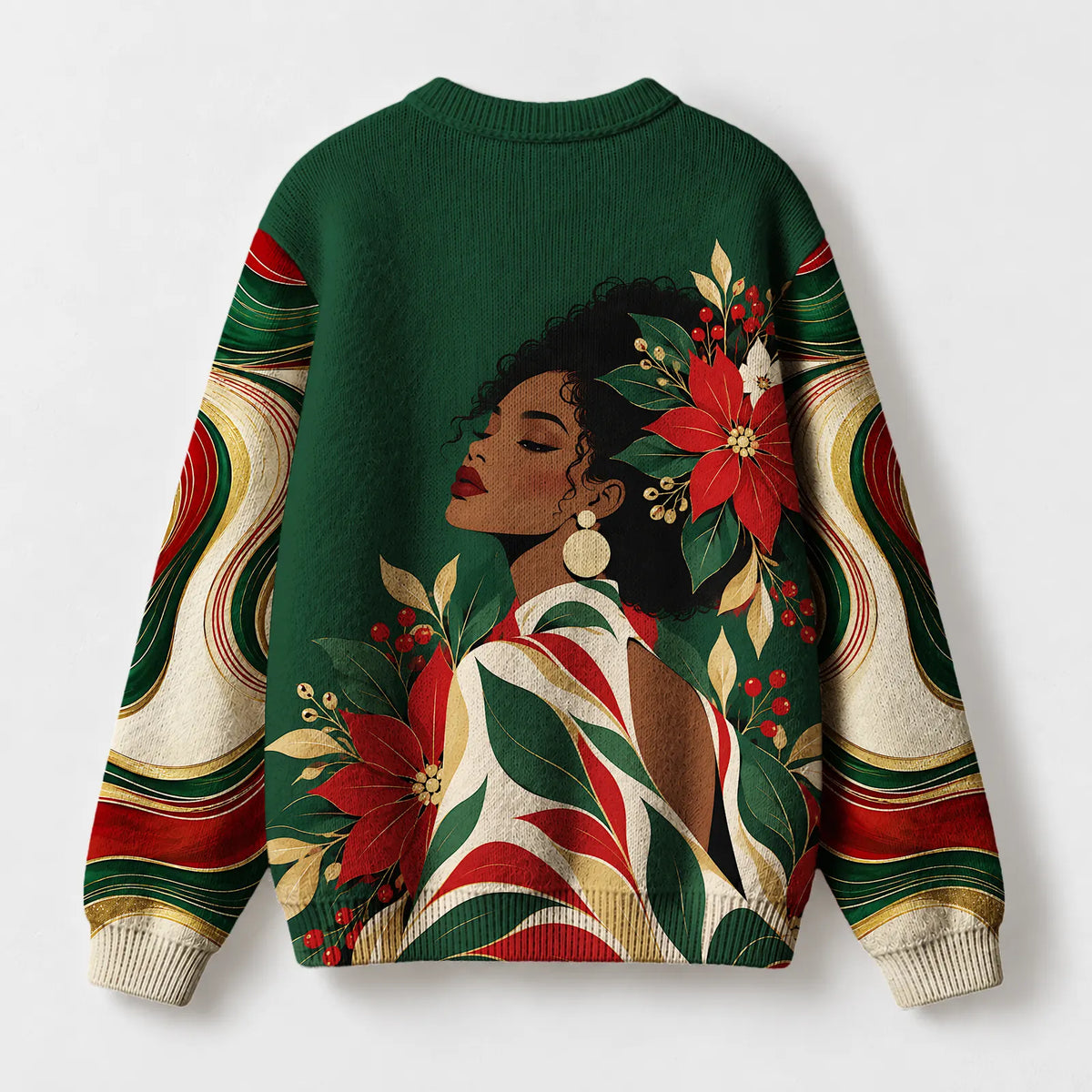 "Poinsettia" Christmas Sweatshirt — back view