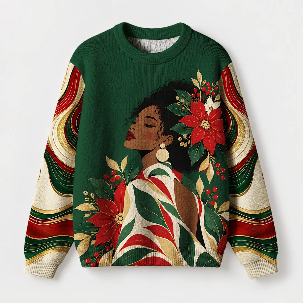 "Poinsettia" Christmas Sweatshirt — front view