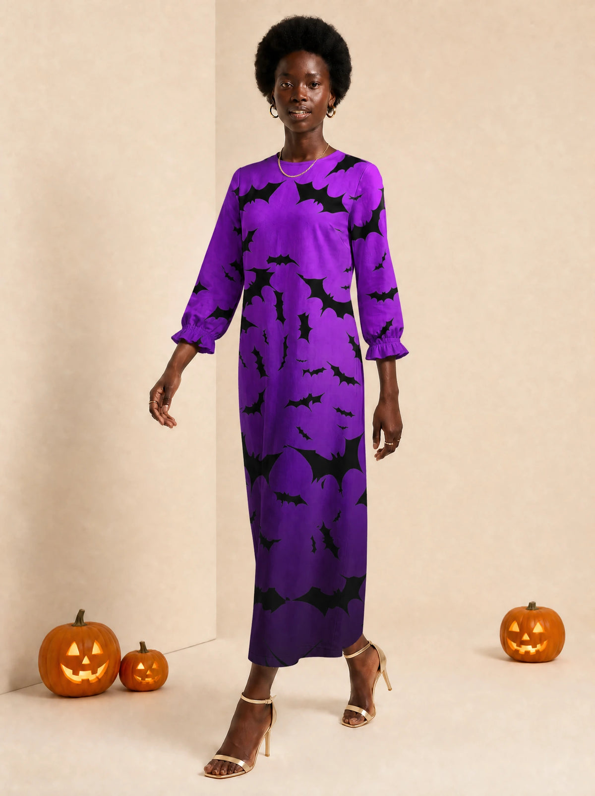 "Popo" Halloween Long Sleeve Maxi Dress — front