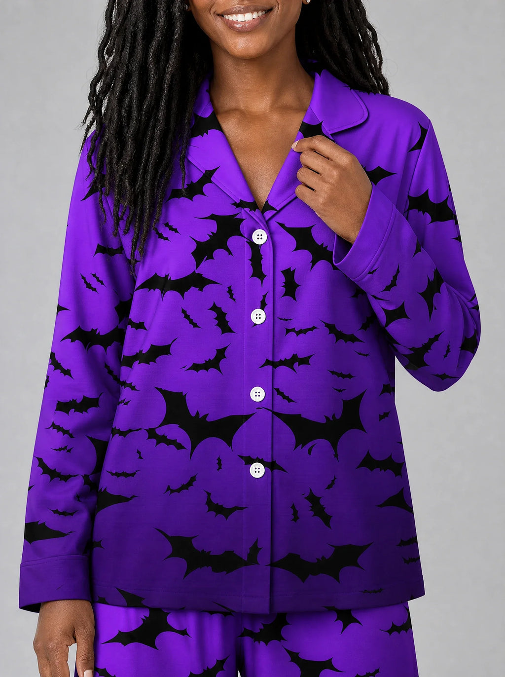 "Popo" Halloween Pajama Set — close-up on model