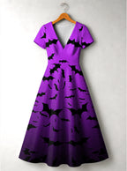 "Popo" Halloween Short Sleeve Maxi Dress