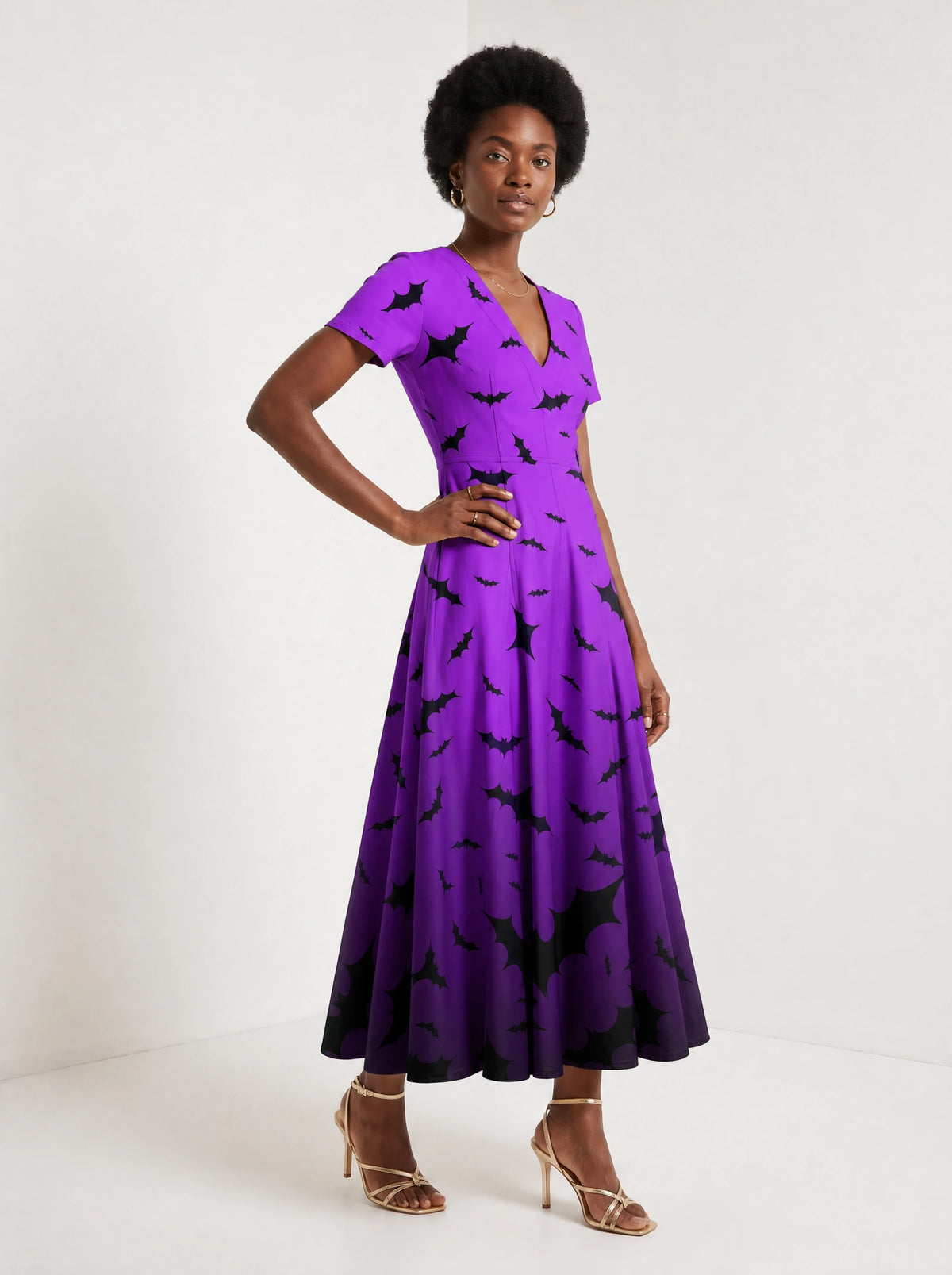 "Popo" Halloween Short Sleeve Maxi Dress — full body