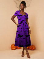 "Popo" Halloween Sweetheart Midi Dress — front view on model